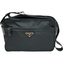 【PRADA/プラダ】三角プレート カメラバッグ ショルダーバッグ ナイロン ブラック/シルバー金具 レディース 【中古】【真子質店】【BL】