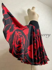 【逆】　パソドブレ　スカート　社交ダンス　黒　ベージュ　タンゴ　ワルツ　4768 フレアー最大 サテン パソドブレ スカート 社交ダンス 黒 ベージュ