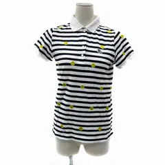 パーリーゲイツ PEARLY GATES 美品 ゴルフウエア ポロシャツ 半袖 ボーダー柄 スマイリー 0 S マルチカラー 白 ホワイト /YS21 IBO83