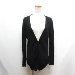 ムルーア MURUA 長袖 ワイドリブ ニット ロング カーディガン F 黒 ブラック ポケット有り