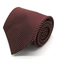 ポロ ブランド ネクタイ ドット 格子柄 シルク PO メンズ ワインレッド POLO 【中古】