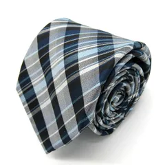 タカキュー ブランド ネクタイ チェック柄 格子柄 シルク PO メンズ ネイビー TAKA Q 【中古】