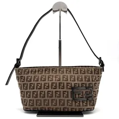 美品 FENDI フェンディ アクセサリーポーチ ズッキーノ ズッカ ハンドバッグ レディース ナイロン レザー 本革 軽量 総柄 ヴィンテージ 金具 ブラウン ベージュ