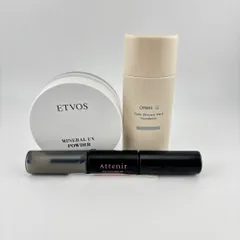 【在庫処分セール】[3点] ETVOS エトヴォス ミネラルUVパウダーX スノーホワイト 5g/ ORBIS u オルビスユー カラースキンケアマスク ファンデーション ナチュラル 01/ Attenir アテニア 3Dアイブロウ 71 アイブロウベースのサムネイル