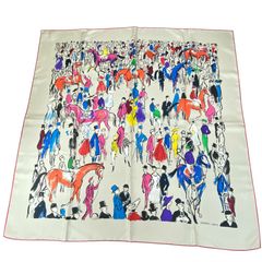 未使用級 HERMES エルメス シルク100% スカーフ カレ90 CHEVAUX DE