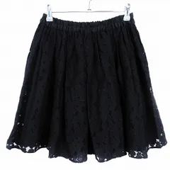 グリーンレーベルリラクシング ユナイテッドアローズ green label relaxing フレアスカート ミニ ウエストゴム レース コットン 花柄 黒 ブラック ボトムス /T2