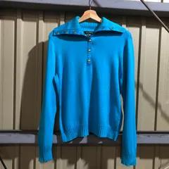 1405 LAULEN RALPH LAUREN セーター ブルー L ローレンラルフローレン ニット コットン 襟付き 古着卸 アメリカ仕入