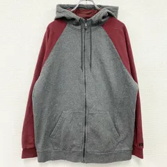 【3点以上まとめ買いで20％OFF】古着 used　RUSSELL　ラッセル　スウェットパーカー/フーディー　灰色　グレー　赤　レッド　XXLサイズ