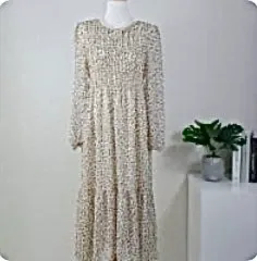 フラワー 小花柄シャーリング リンクル ロング丈ワンピース (フリーサイズ; 66)