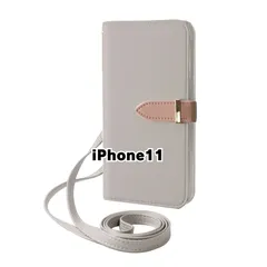 【新品未使用】 iPhone11 アイフォン11 ストラップ付き 手帳型スマホ ケース ショルダー (カバー色グレージュ) カード収納 鏡付き ミラー 可愛い カバー おしゃれ 韓国 flip58-muji-iphone11-greg