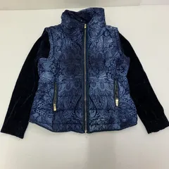 ◆ DESIGUAL デシグアル ダウンジャケット ダウンベスト ペイズリー柄 アウター 袖取外し可 ジップアップ ネイビー/ブルー系 サイズ46 レディース 古着 0.7kg