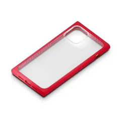 iPhone 12mini ケース レッド ガラスタフケース カバー スクエア 四角 カスタマイズ シンプル おしゃれ PGA 【ゆうパケットにて発送】【1週間以内発送】