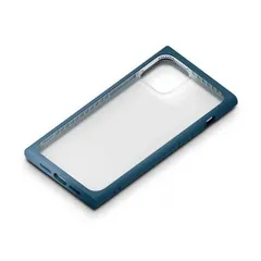 iPhone 12mini ケース ネイビー ガラスタフケース カバー スクエア 四角 カスタマイズ シンプル おしゃれ PGA 【ゆうパケットにて発送】【1週間以内発送】