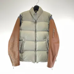 【中古】UNDER COVER 15AW スリーブレザーダウンジャケット サイズ1 ベージュ ブラウン UCP9202-1 レザー部分キズ、シミあり アンダーカバー[17]