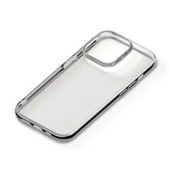 iPhone15Pro ケース クリア 透明 シルバー メタリック フレーム ソフト TPU スマホ カバー シンプル 無地 アイフォン アイホン 2023 6.1inch ３眼 PG-23BTP05SV 【定形外郵便にて発送】【1週間以内発送】