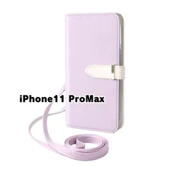 【新品未使用】 iPhone11 Pro Max ストラップ付き 手帳型スマホ ケース ショルダー (カバー色ラベンダー) カード収納 鏡付き ミラー 可愛い カバー おしゃれ 韓国 flip58-muji-iphone11max-la