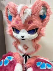 着ぐるみ ケモノ足 猫の足 ライトブルー フリーサイズ ケモノ脚 ファー