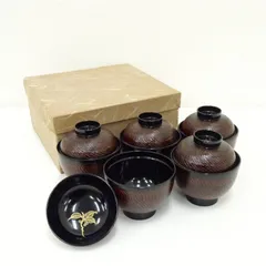 木地草花蒔絵吸物椀5客（箱付）  吸い物椀 和食器 おしゃれ 味噌汁 吸い物 漆器 和食 懐石 茶道 茶道具 お椀 汁椀 汁物椀 owan