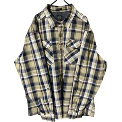 ラングラー 2XL ベージュ チェック オーバーサイズ ストレッチ アウトドア シャツ レディース ユニセックス メンズ 古着 長袖