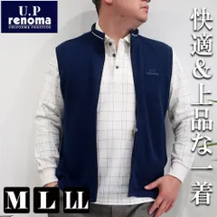 メランジワッフルが映える大人のZIPベスト。U.Prenoma/レノマ メランジワッフル フルジップベスト メンズ 前開き 刺しゅうロゴ 軽量 羽織り カジュアル M L LL 10002045