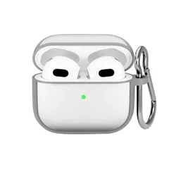 AirPods 第3世代 ケース グレー カバー 落下 衝撃 清潔 カラビナ かわいい 可愛い おしゃれ オシャレ シンプル PGA 【定形外郵便にて発送】【1週間以内発送】
