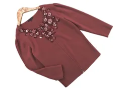 TO BE CHIC トゥービーシック フラワー モチーフ ジップアップ カーディガン sizeII/えんじ ◇■ レディース