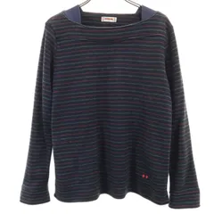 McGregor マックレガー ボーダー柄 長袖 フリース Tシャツ L ネイビー系 レディース 古着