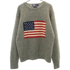Polo by Ralph Lauren ポロバイラルフローレン 星条旗 長袖 セーター M グレー ニット メンズ 古着