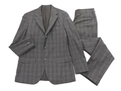 EDIFICE エディフィス ウール100% チェック セットアップ ジャケット パンツ スーツ size50/茶 ◇■◎メンズ