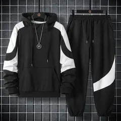 上下セット メンズ セットアップ パーカー ロングパンツ 2点セット 切り替え おしゃれ カジュアル 春服 春物 長袖パーカー