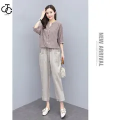 セットアップ 即購入OK レディース 40代 春 夏 半袖 ブラウス シャツ パンツスーツ 長ズボン 上下セット おしゃれ 着痩せ ロングパンツ オフィス