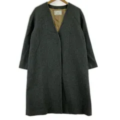 INED イネド ウール混 ノーカラー ロングコート size5/グレー