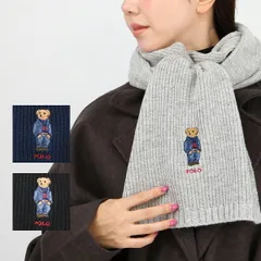 POLO RALPH LAUREN ポロラルフローレン リブ編みマフラー  PC1269 ポロベアー  ロゴ刺繍 ニット 男女兼用 メンズ レディース 通勤 通学 ウール プレゼント ギフト ブランド