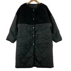 natural couture ナチュラルクチュール ボア切替 キルティングコート sizeF/ブラック