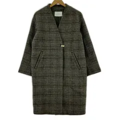 green label relaxing グリーンレーベルリラクシング ユナイテッドアローズ  チェック ノーカラーコート size36/グレー×ベージュ