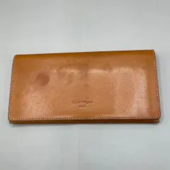 良品　Courreges　クレージュ　長財布　ロングウォレット　レザー　ロゴ型押し　ヴィンテージ　archive キャメル