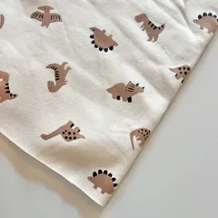 裏起毛ニット（レトロダイナソー・アイボリー）　韓国生地