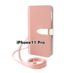 【新品未使用】 iPhone11 Pro アイフォン11プロ ストラップ付き 手帳型スマホ ケース ショルダー (カバー色ピンクベージュ) カード収納 鏡付き ミラー 可愛い カバー おしゃれ 韓国 flip58-muji-iphone11pro-pkbe