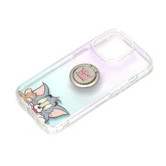 iPhone 14 Pro クリア ケース リング付 トム と ジェリー カバー スマホケース おしゃれ かわいい 背面 透明 オーロラ 虹 レインボー スマホリング アイフォン アイホン プロ 耐衝撃 頑丈  【ゆうパケットにて発送】【1週間以内発送】