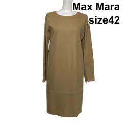 ◆ マックスマーラ Max Mara ウールワンピース 膝丈 長袖 白タグ キャメル ヴァージンウール100％ 42 M～L 9～11号 レディース S6A086