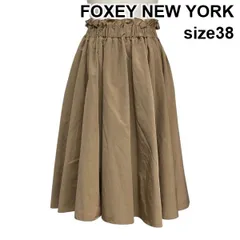 ◇ フォクシーニューヨーク FOXEY NEW YORK フレアスカート ミディ丈 ギャザー ルーナートワイライト 綿混 38 M 9号 レディース S6A076のサムネイル