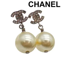 ● シャネル CHANEL スイングピアス ココマーク ラインストーン コスチュームパール ジュエリー アクセサリー メタル レディース 5E426