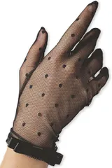 BAERU 手袋 レース 黒 ネイル隠し フォーマル レディース タッチパネル対応 シースルー リボン 水玉 冠婚葬祭 グローブ 葬式 ブラックフォーマル 法事 (ブラック,  Free Size)