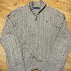 ポロ ケーブルニット ハーフジップ ベージュ XLサイズ (110サイズ)
