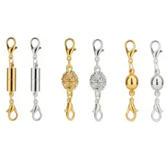 【数量限定】ネックレス 留め具 マグネットクラスプ 6個セット 簡単装着 接続金具 延長用金具 DIY用 クラフト作り 磁気クラスプ エンドパーツ ジュエリー用 クラフト用品 手作り素材 (6個)