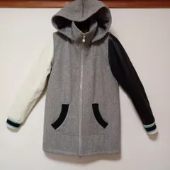 美品X-girl エックスガール中綿ジャケットアウターレザーフード取外可グレーサイズ2（М相当）
