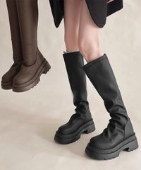 ZARA ザラ】23cm ラバーフラットロングブーツ ブラック - メルカリ