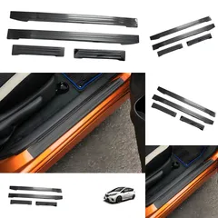 【送料無料】日産 NOTE ノート 2015-2020年対応 サイドステップ ガード 外側 スカッフプレート ドアシル 4枚 ステンレス製 黒ヘアライン 3M両面テープ貼付 キズ防止 内外装保護 専用設計 取付簡単 乗降時保護 質感アップ