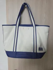 ポーター 白/ネイビー キャンバス トートバッグ