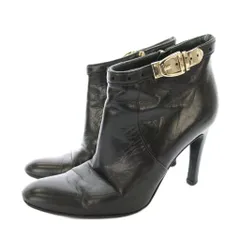 グッチ GUCCI アンクルブーツ ショート レザー 金具ベルト 36.5 黒 ブラック 149295 /KU